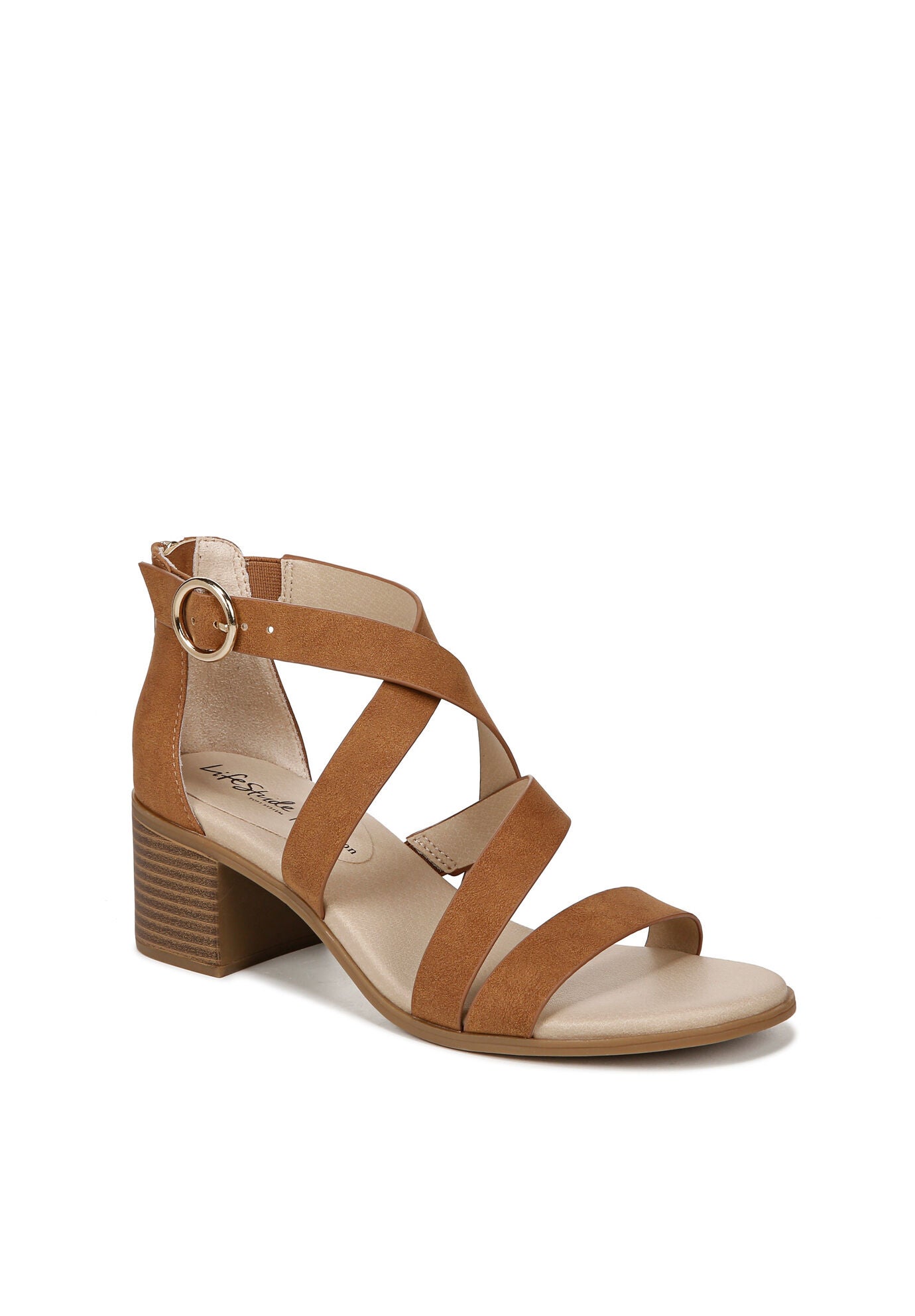 Heritage Sandal, TAN FAUX LEATHER, hi-res image number 0