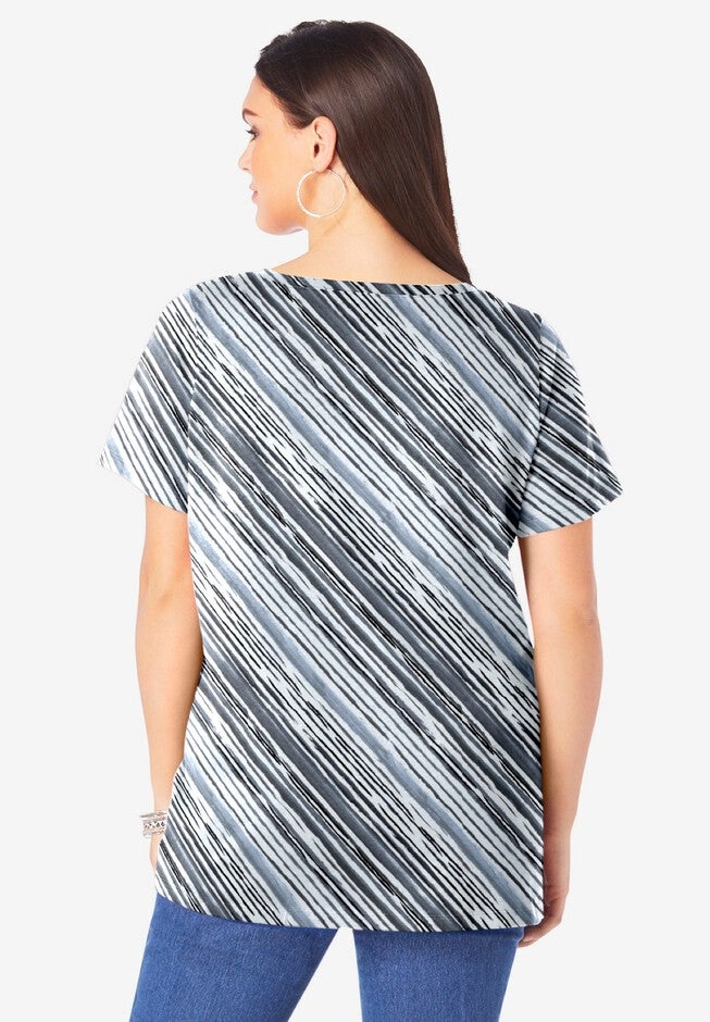 V Neck Ultimate Tee, GREY BIAS STRIPE, on-hover image number null