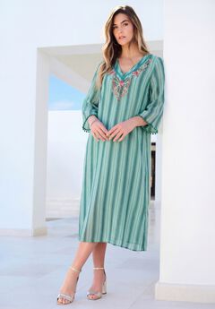 Hand-Crinkled Embellished Kaftan