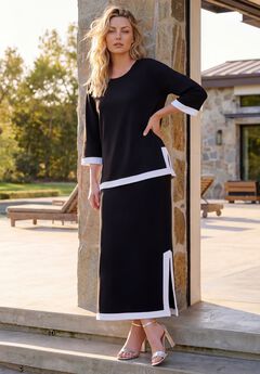 Plus Size French Terry Colorblock Hem Skirt Set