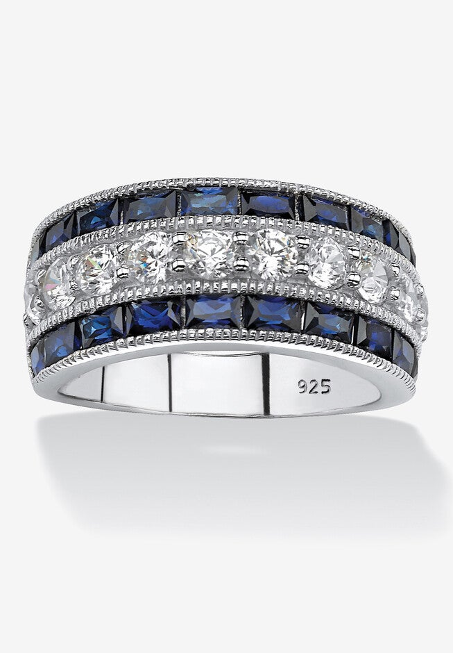5.60 Tcw Cz And Created Sapphire Ring In Platinum-Plated Sterling Silver, SILVER, hi-res image number 0