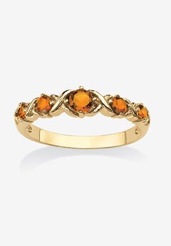 Yellow Gold-Plated Simulated Birthstone Ring