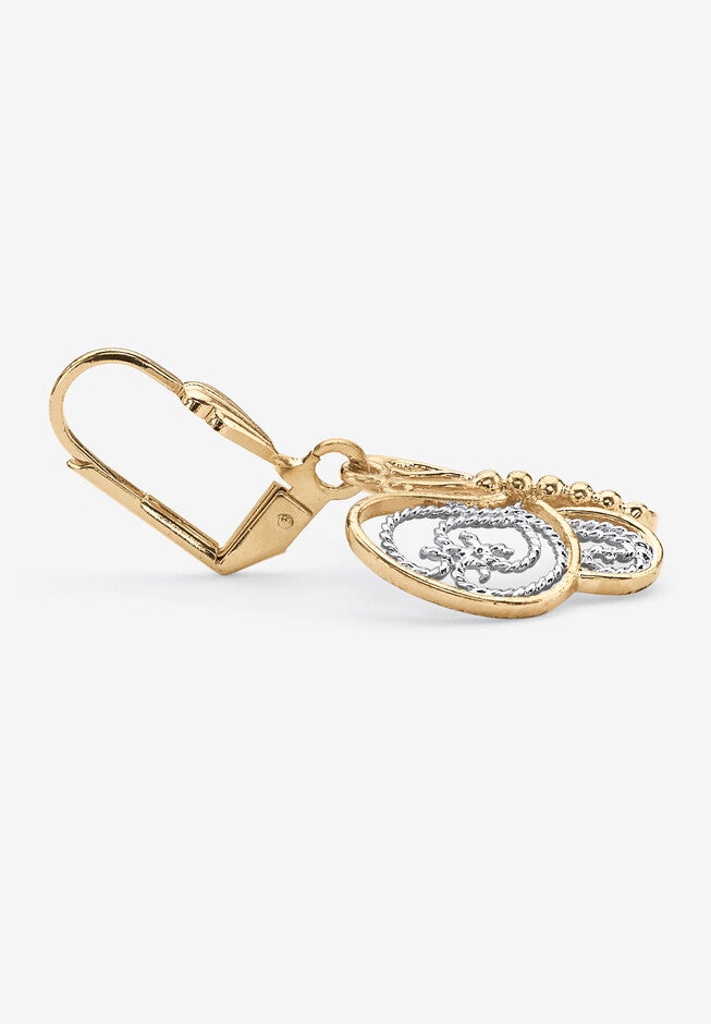 Yellow Gold-Plated Butterfly Two Tone Drop Earrings, , on-hover image number null