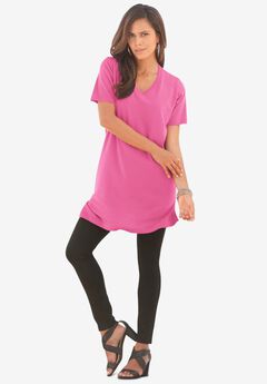 Plus Size Cotton Short Sleeve V-Neck Ultimate Tunic