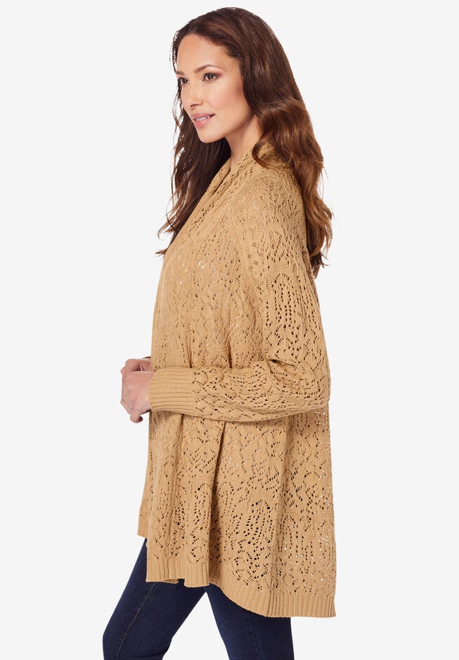 Pointelle Cardigan, , alternate image number 1