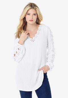 Lace Trim and Appliquéd Tee