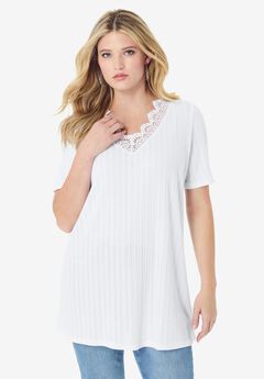 V Neck Pointelle Tee