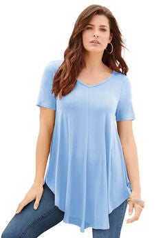 Plus Size Ultra Drape V-Neck Swing Tunic Top