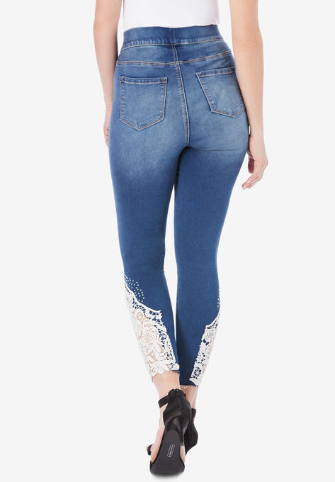 Lace-Applique No-Gap Jean, , on-hover image number null