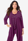 Ultrasmooth Fabric® Cardigan and Tank Set, BERRY DAMASK PRINT, hi-res image number null