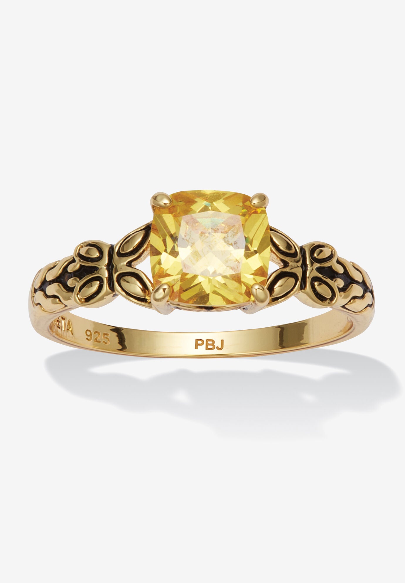 Cushion Cut Birthstone Ring In Gold-Plated Sterling Silver, NOVEMBER, hi-res image number 0
