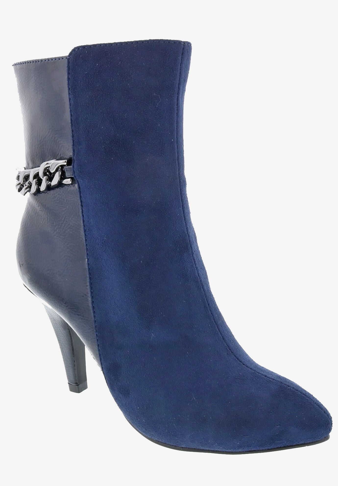 Chain Mid Calf Bootie, NAVY MICRO PATENT, hi-res image number 0