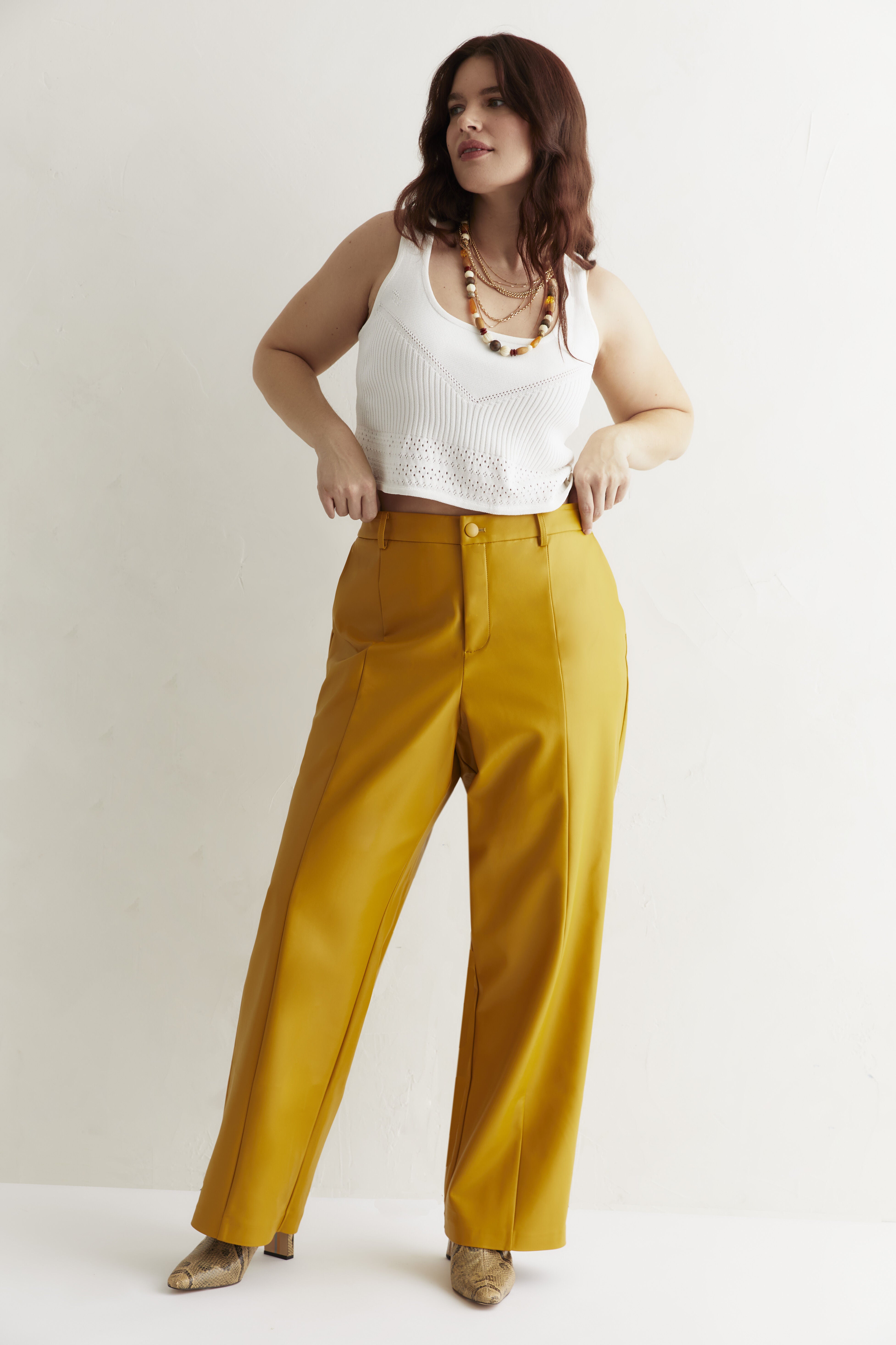 High Waisted Faux Leather Pant
