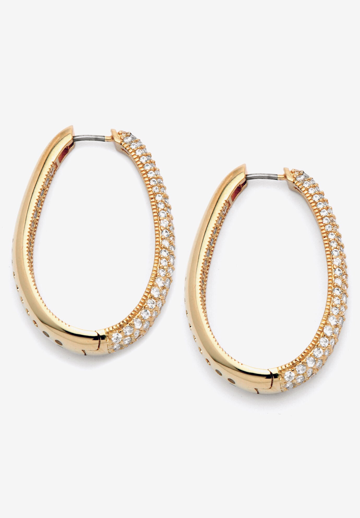 8.10 Tcw Cubic Zirconia Yellow Gold-Plated Inside-Out Huggie-Hoop Earrings, , on-hover image number 1