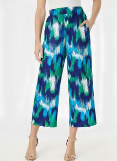 Plus Size Ultra Drape Wide-Leg Pull-On Capri Pants