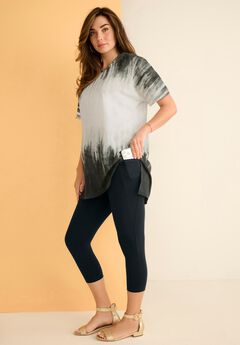 Plus Size Printed Slub Tunic Top