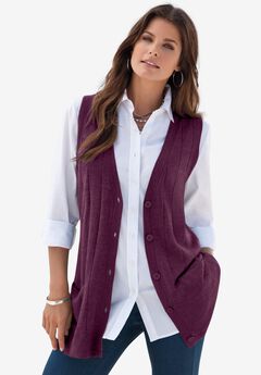 Plus Size Drop Needle Vest Lightweight Sweater Knit