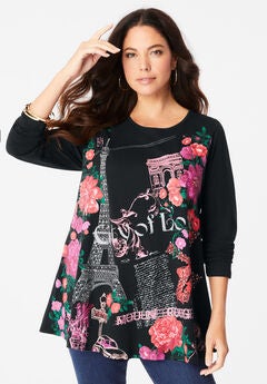 Plus Size Black Long Sleeve Shirt