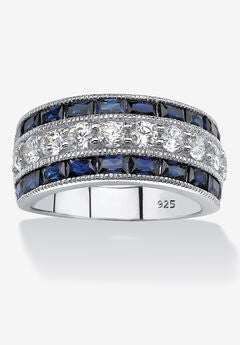5.60 Tcw Cz And Created Sapphire Ring In Platinum-Plated Sterling Silver