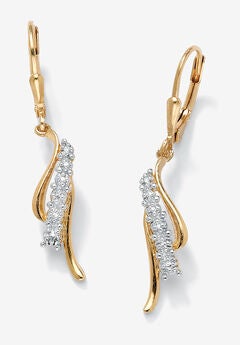 Gold Over Silver Waterfall Drop Drop Earrings (37Mm) Diamond Accent Jewelry