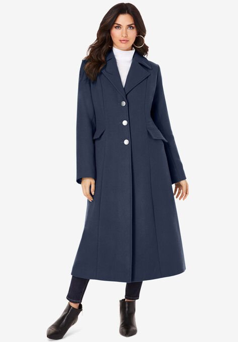 Long Wool-Blend Coat, NAVY, hi-res image number null