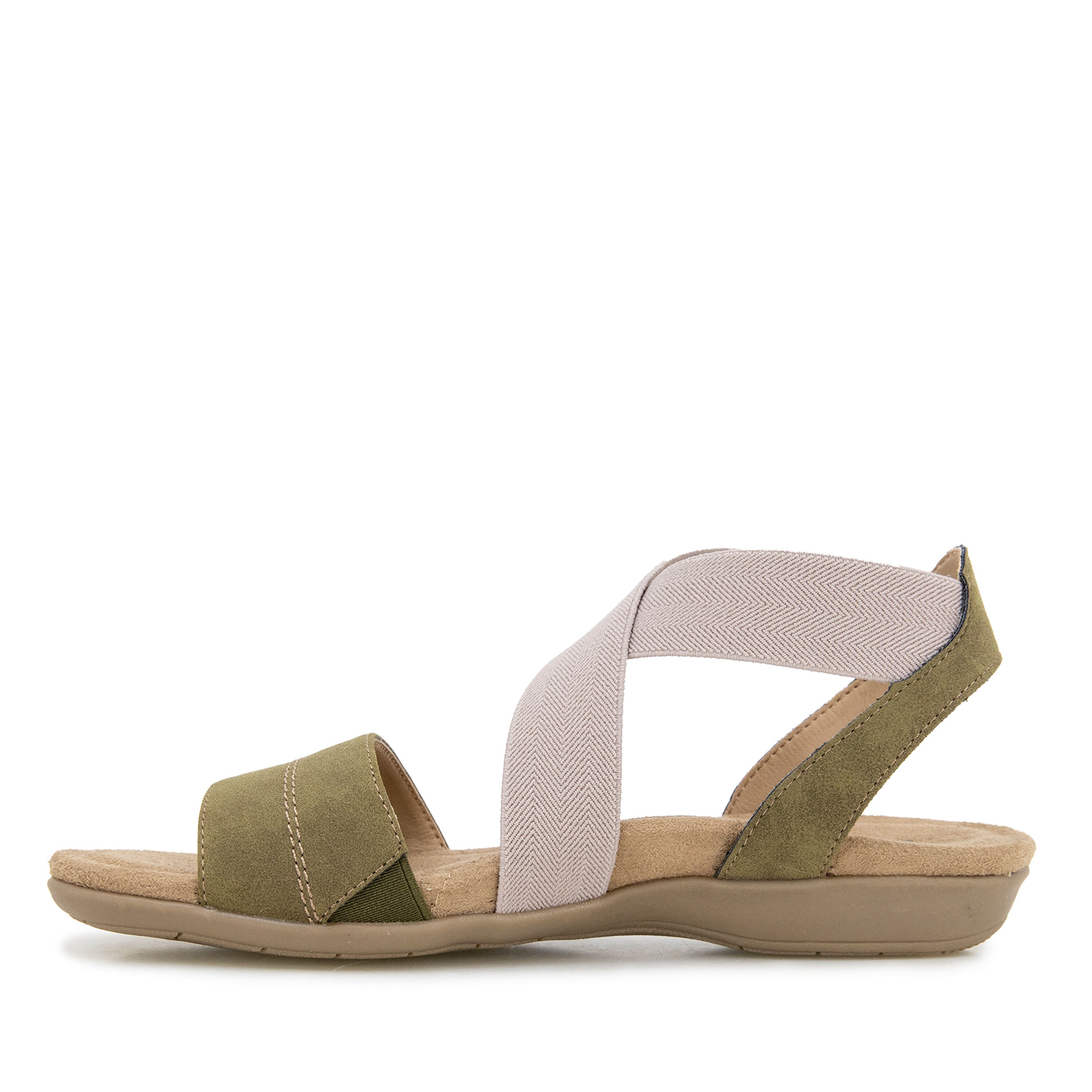 Meg Slip-On Flat Sandal, OLIVE TAUPE, alternate image number 3