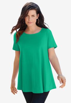 Plus Size Cotton Ultimate Swing Tee with Keyhole Back