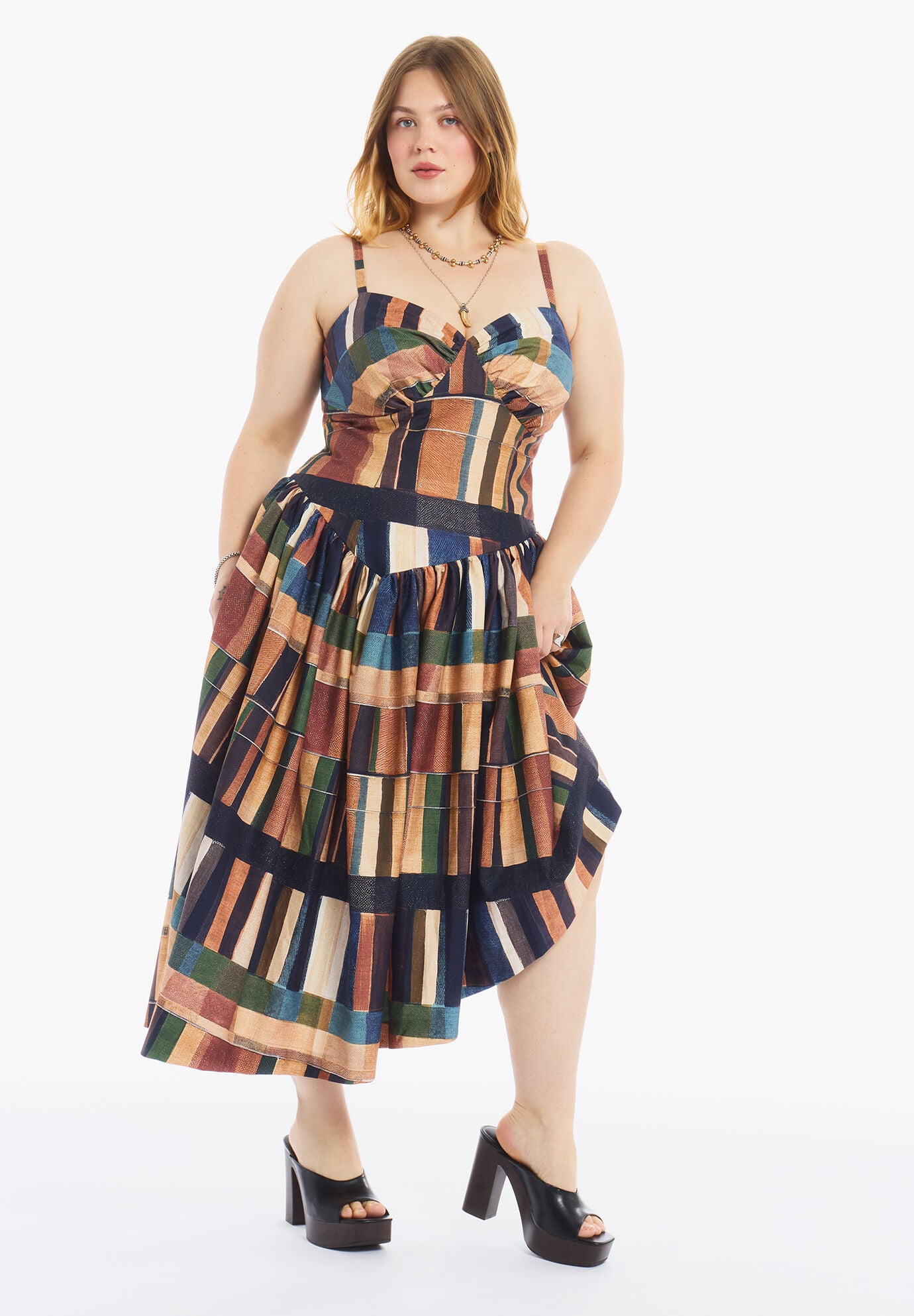 Bustier Drop Waist Midi Dress, MODERN TAPESTRY, on-hover image number 1