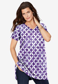 Plus Size Cotton Short Sleeve V-Neck Ultimate Tunic