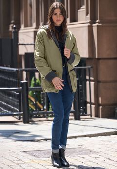 Plus Size Hooded Nylon Jacket