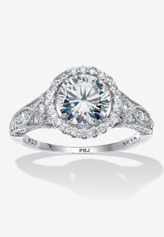 2.86 Tcw Round Cubic Zirconia Engagement Ring