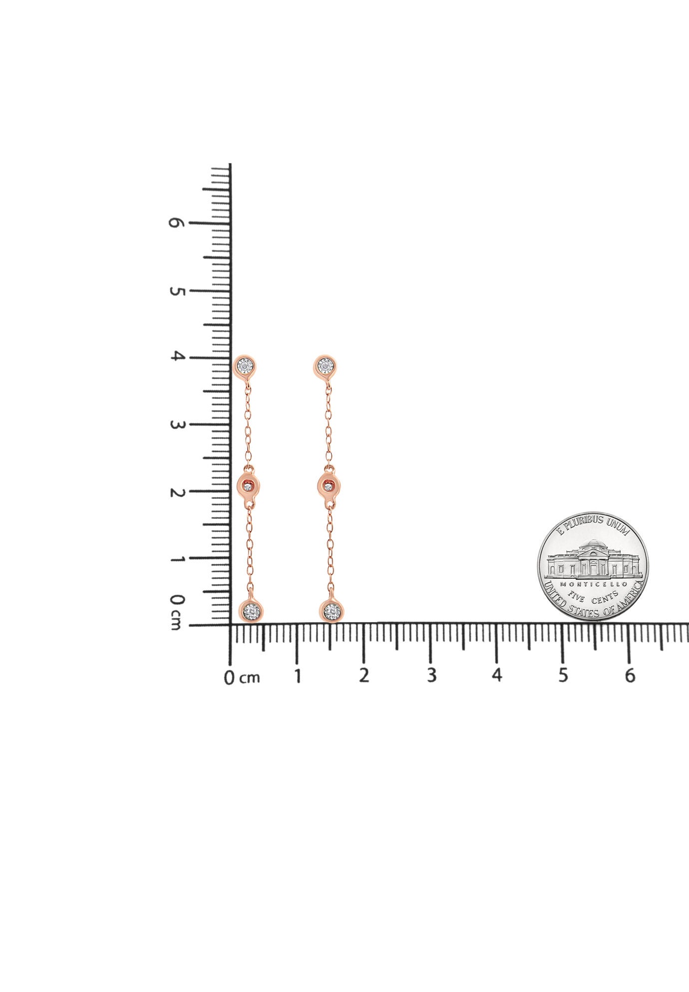Rose Gold Over Silver 1/15 Cttw Diamond Dangle Earring, , alternate image number 3