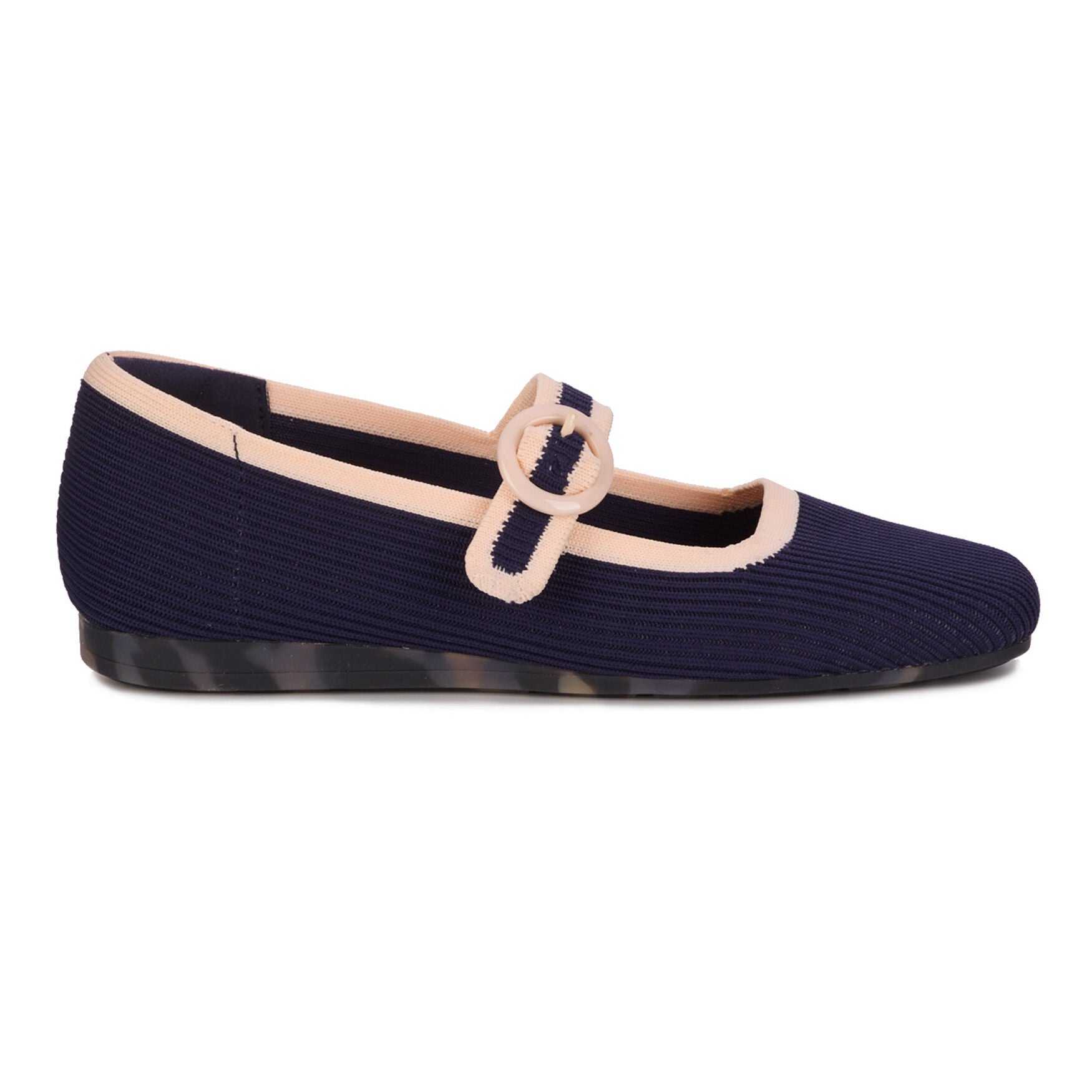 Naomi Mary Jane Stretch Flat, NAVY CREAM KNIT, alternate image number 2