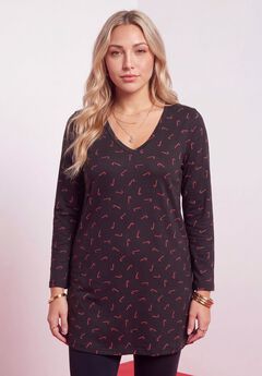 Plus Size Cotton Ultimate Long Sleeve V-Neck Tunic