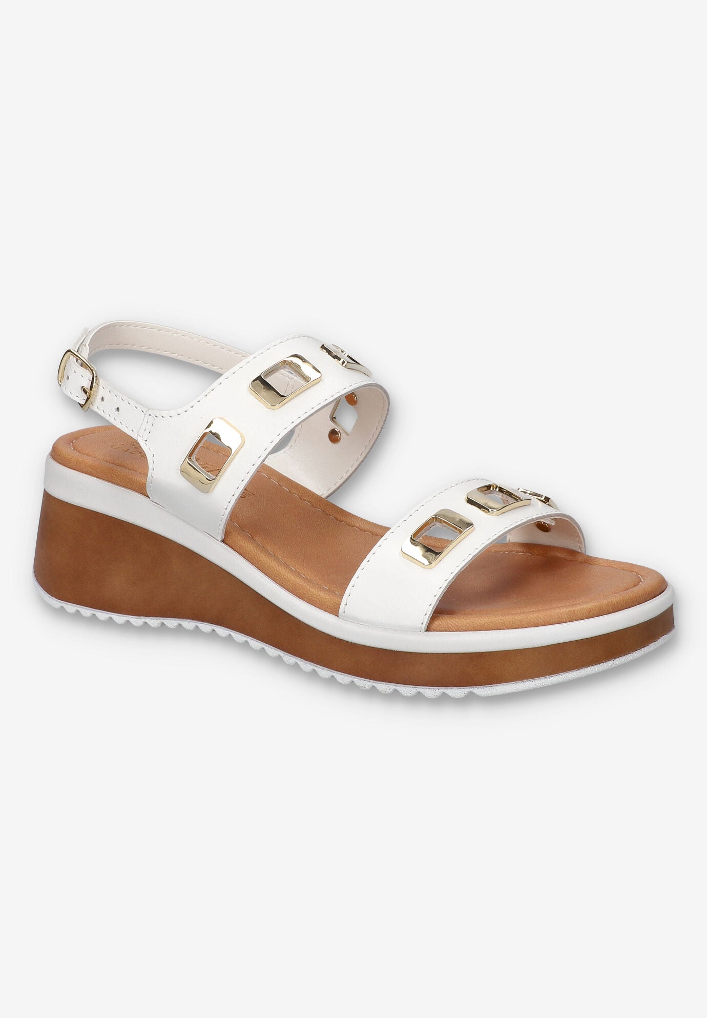 Vic-Italy Wedge Sandal, WHITE LEATHER, hi-res image number 0