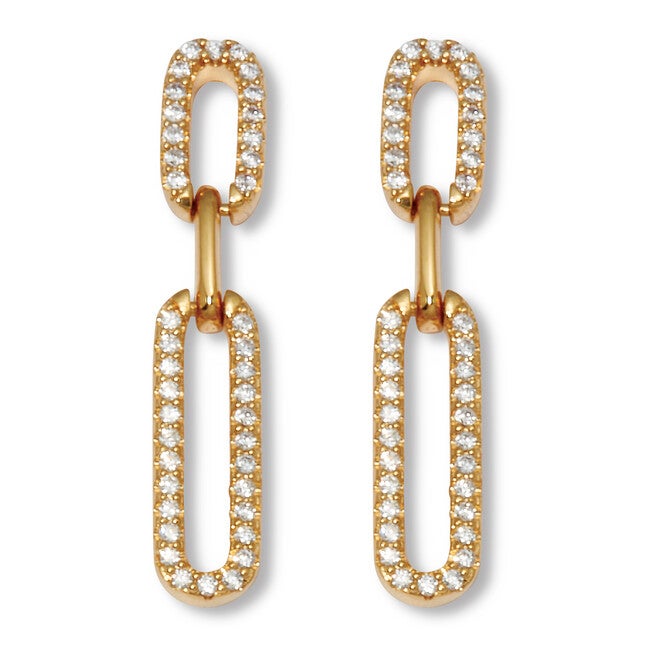.40 TCW Round Cubic Zirconia Yellow Gold-Plated Link Earrings, WHITE, hi-res image number 0