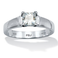 .90 CW Princess Cut Cubic Zirconia Platinum-Plated Sterling Silver Ring