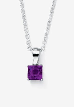Simulated Birthstone .925 Silver Necklace 18"