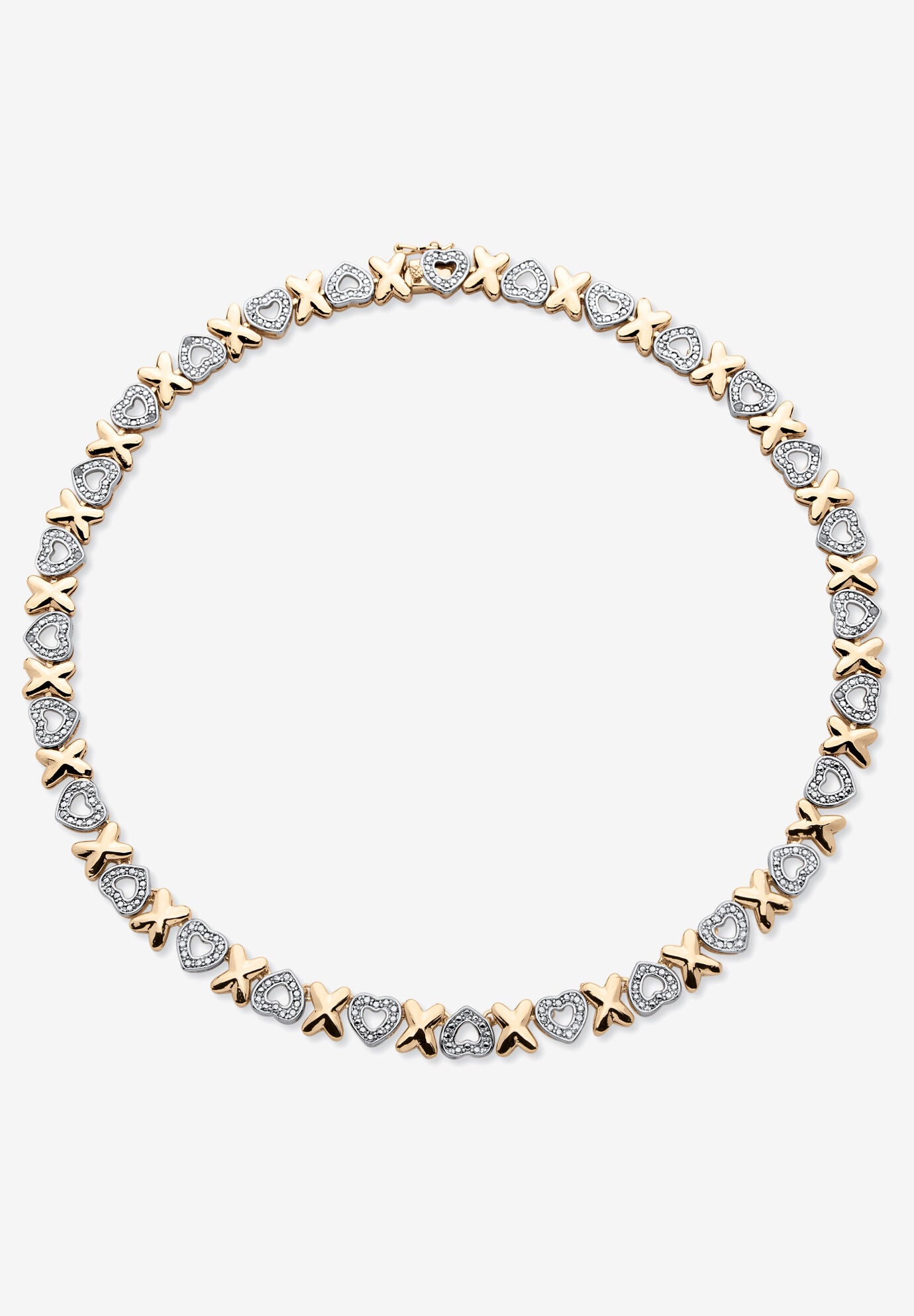 Diamond Accent Hearts And Kisses Necklace In 18K Gold-Plated 17 inches, GOLD, hi-res image number 0