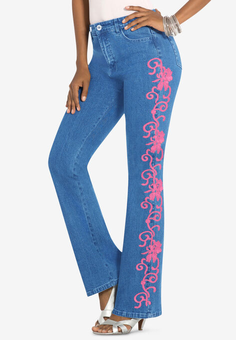 Whitney Jean with Invisible Stretch®, VINTAGE ROSE SWIRL EMBROIDERY, hi-res image number null