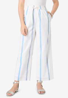 Plus Size Wide Leg Cotton Crop Pant