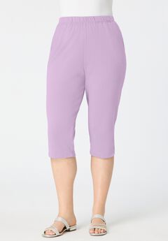 Plus Size Soft Knit Pull-On Capri Pant