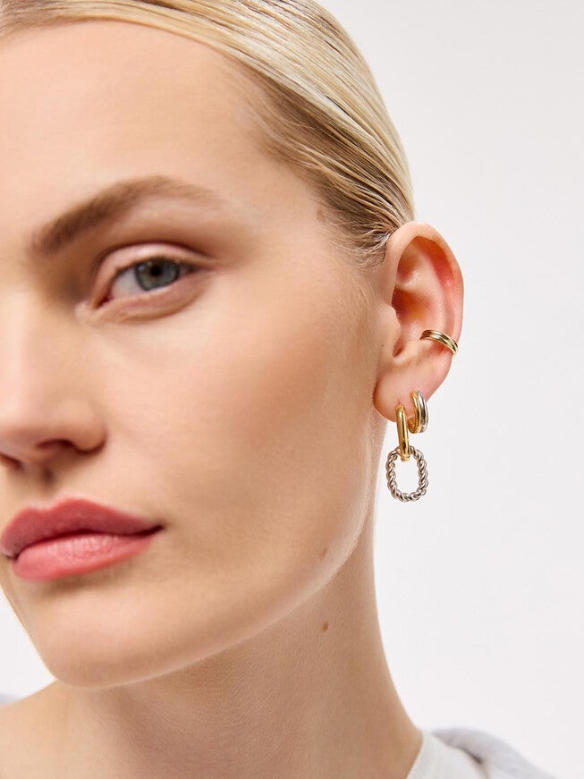 Asher Huggie Hoop Earrings, GOLD, alternate image number 4