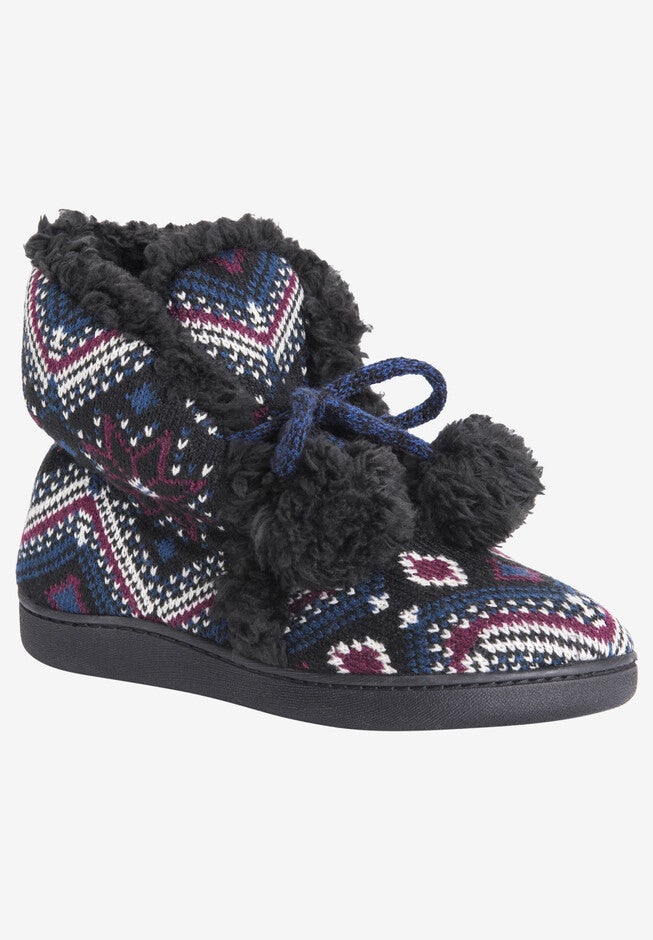 Lulu Slipper Bootie by Muk Luks, BLACK, hi-res image number null