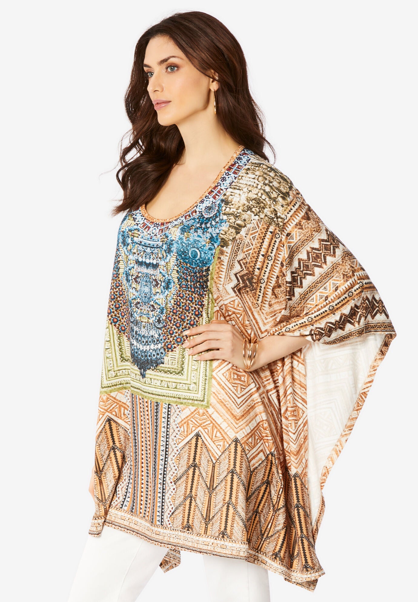 Printed Poncho, , alternate image number 2