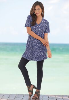 Plus Size Ultimate Cotton V-Neck Short Sleeve Tunic
