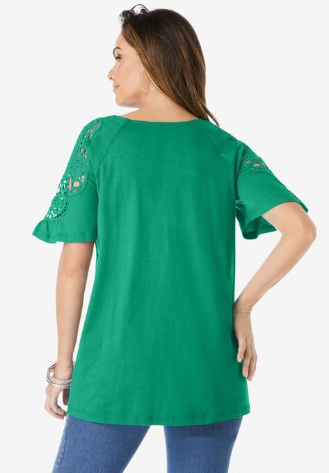 Lace-Sleeve Tee, , on-hover image number null