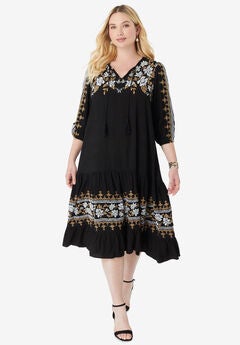 Tiered Embroidered Dress