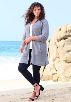 Mega Length Waffle Zip Hoodie