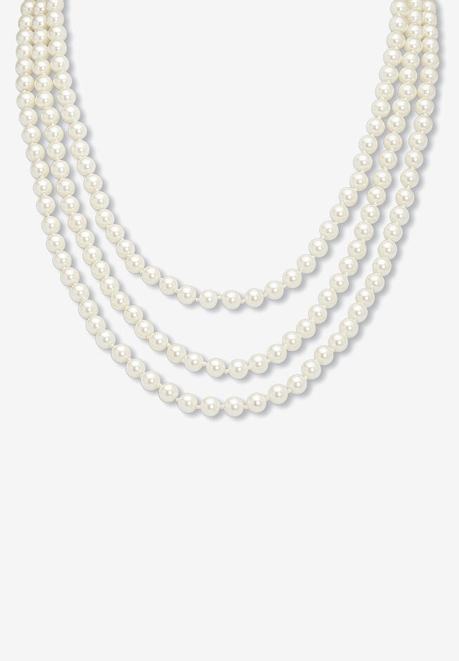 Simulated Pearl Silvertone Endless Necklace And Earrings Set, 70 Inches, , alternate image number 5